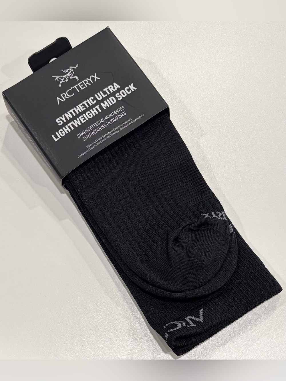Arc’teryx Men's Medium Synthetic Ultralightweight Mid Sock Black NWT Lightweight